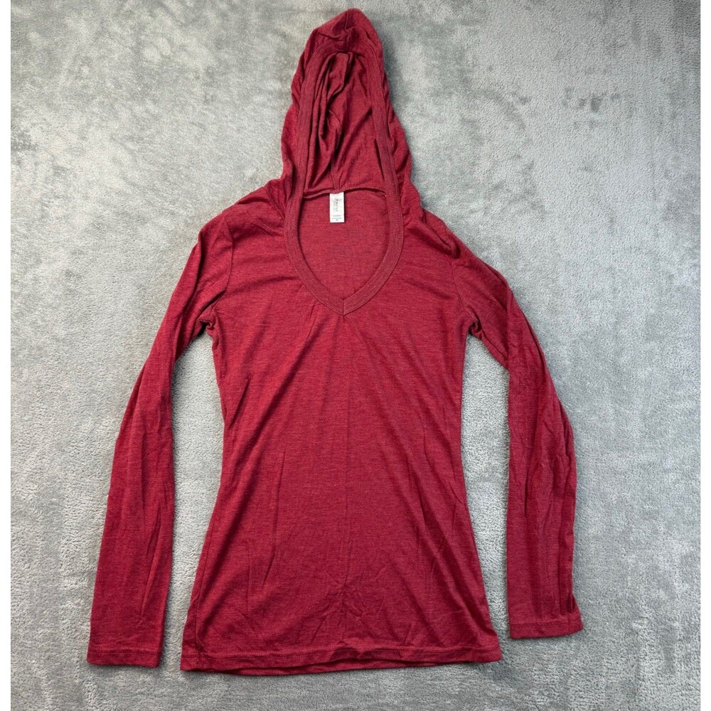 Pimatee by Pima Apparel Hoodie Women's Medium Red Long Sleeve Stretch V-Neck Top